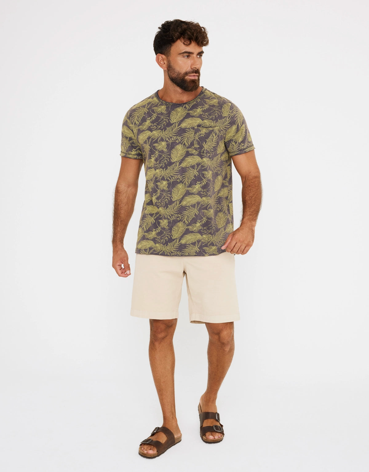 Camiseta Manga Corta Estampado Hojas - Mauicam