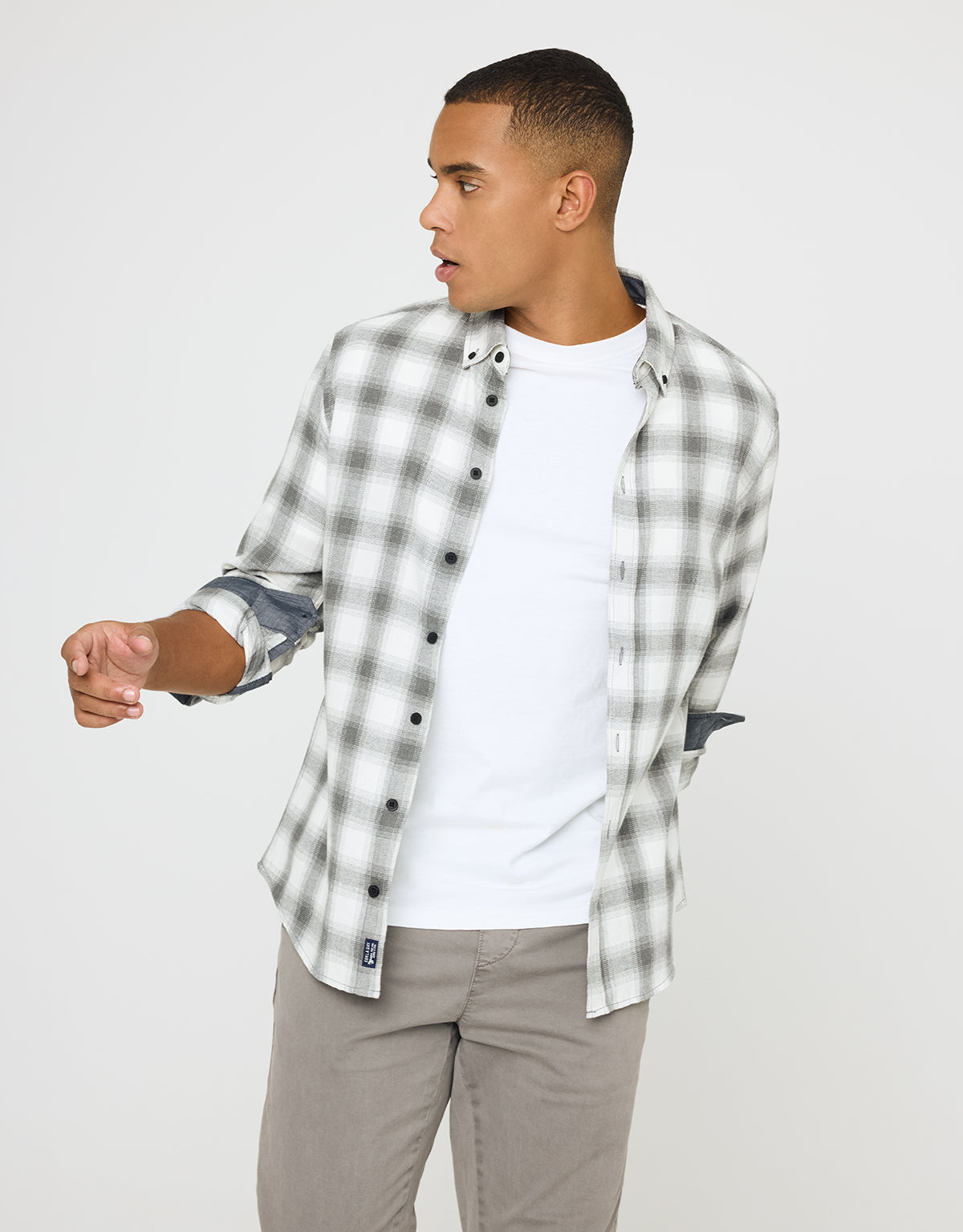 Camisa Manga Larga Cuadros Gris - Broadca