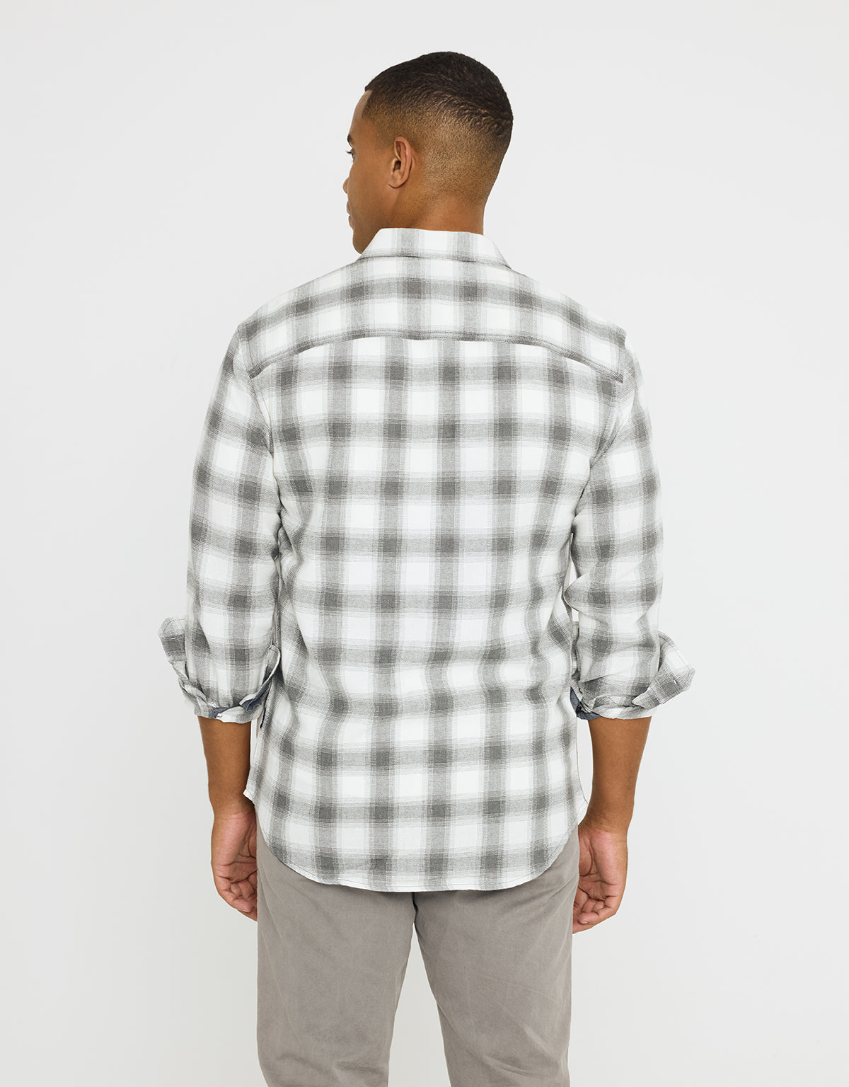 Camisa Manga Larga Cuadros Gris - Broadca