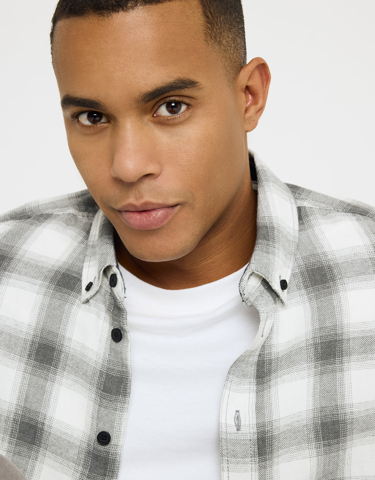 Camisa Manga Larga Cuadros Gris - Broadca