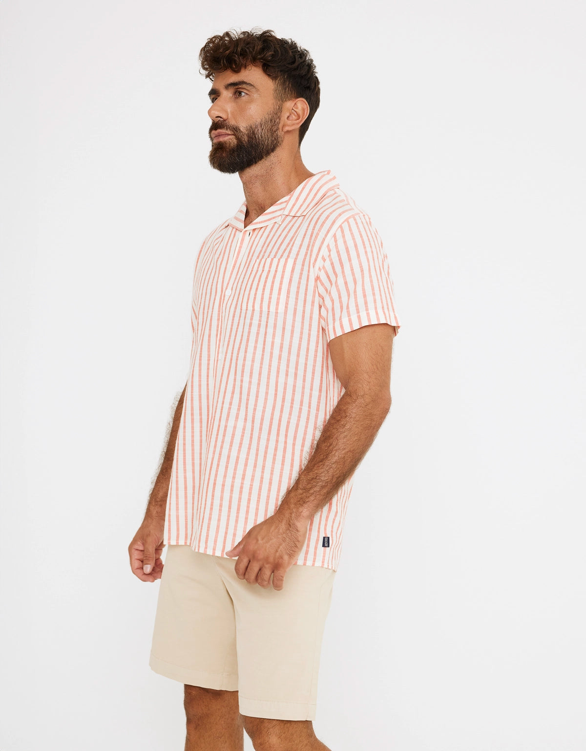 Red Short Sleeve Striped Shirt - Rayred
