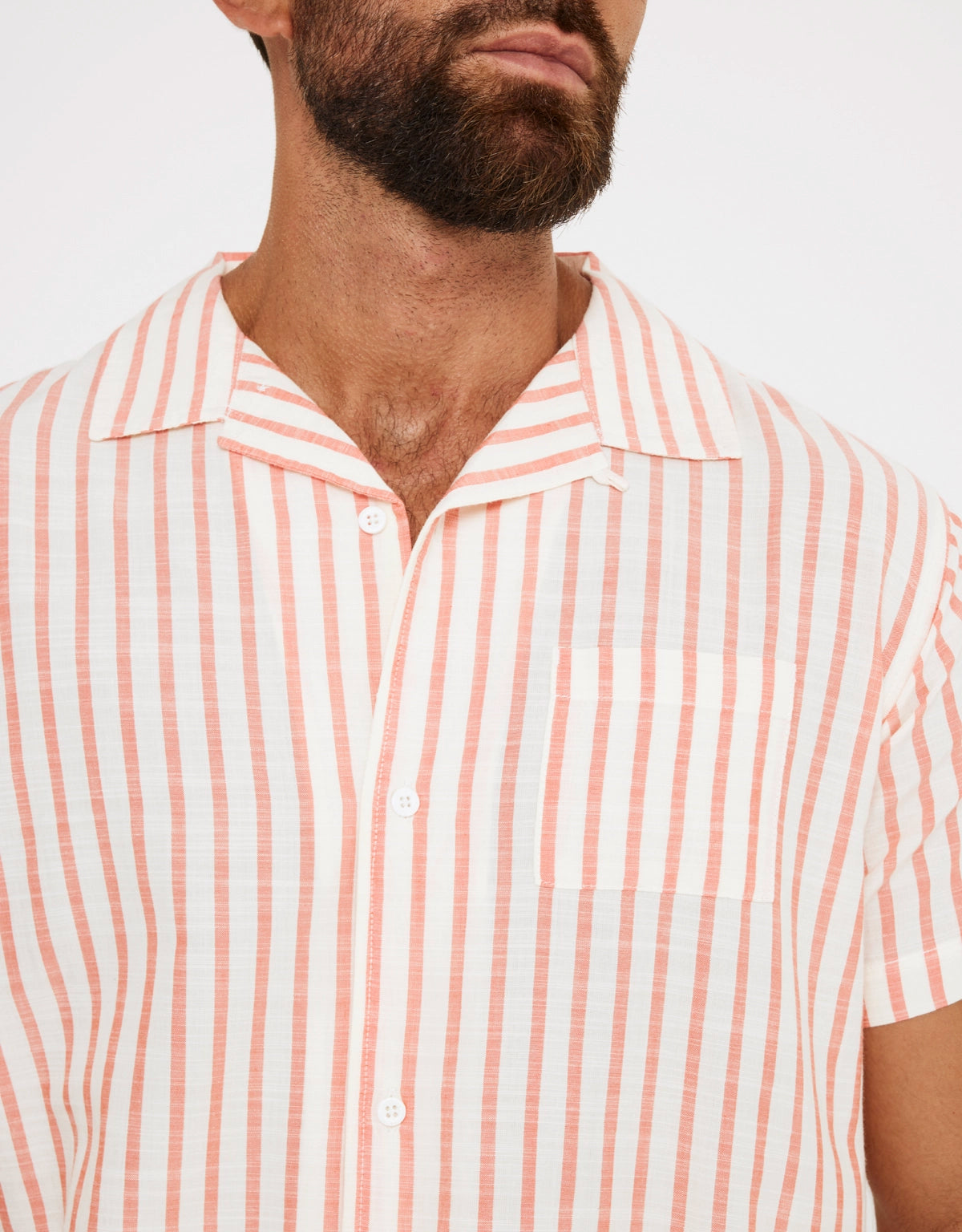 Red Short Sleeve Striped Shirt - Rayred