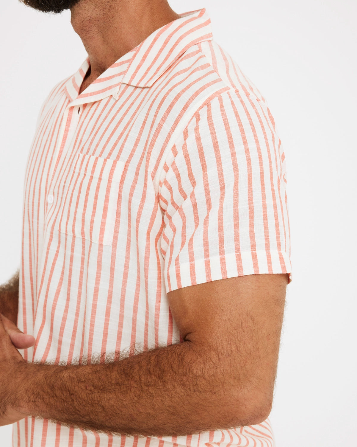 Red Short Sleeve Striped Shirt - Rayred
