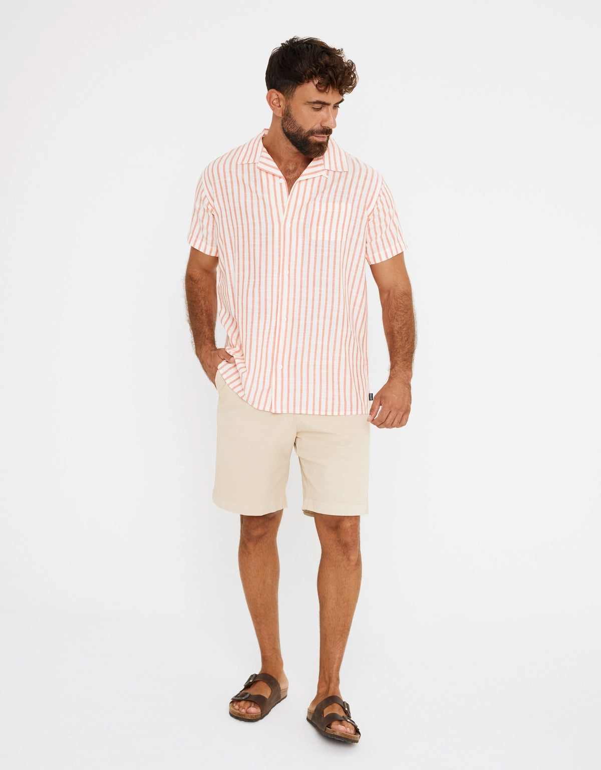Red Short Sleeve Striped Shirt - Rayred