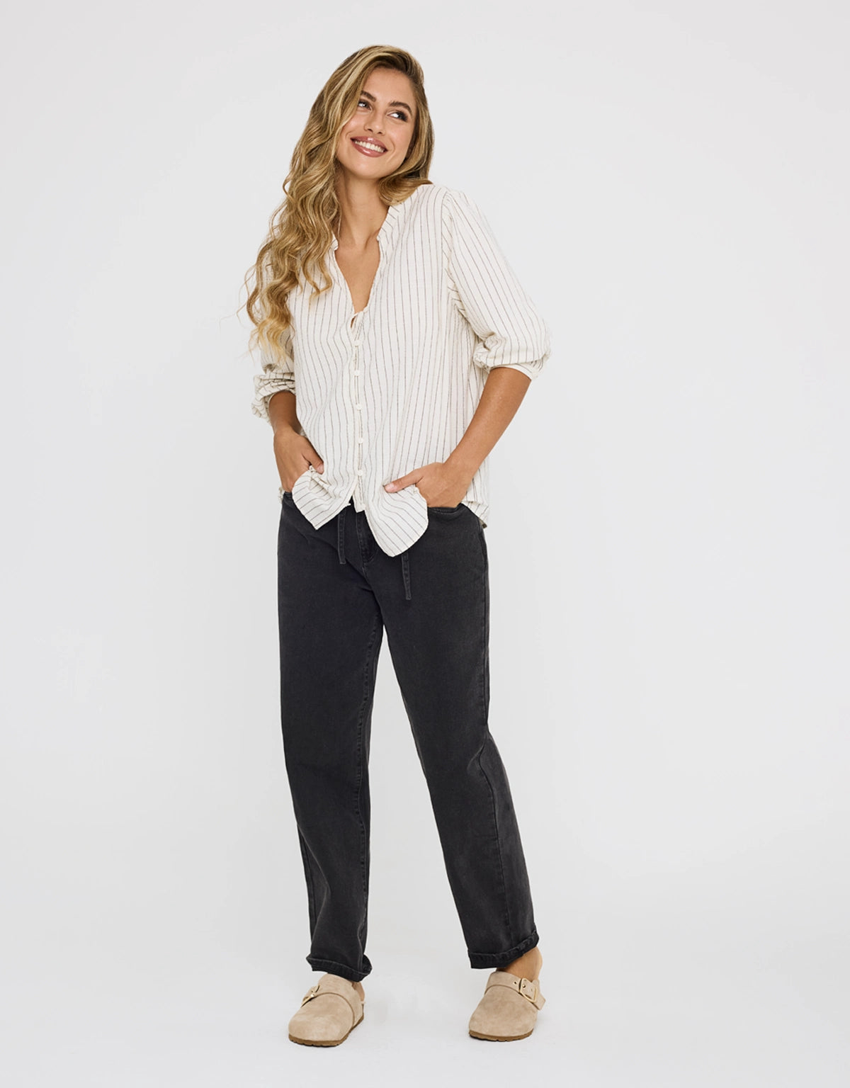 Camisa Manga Larga Rayas Off White - Tylus