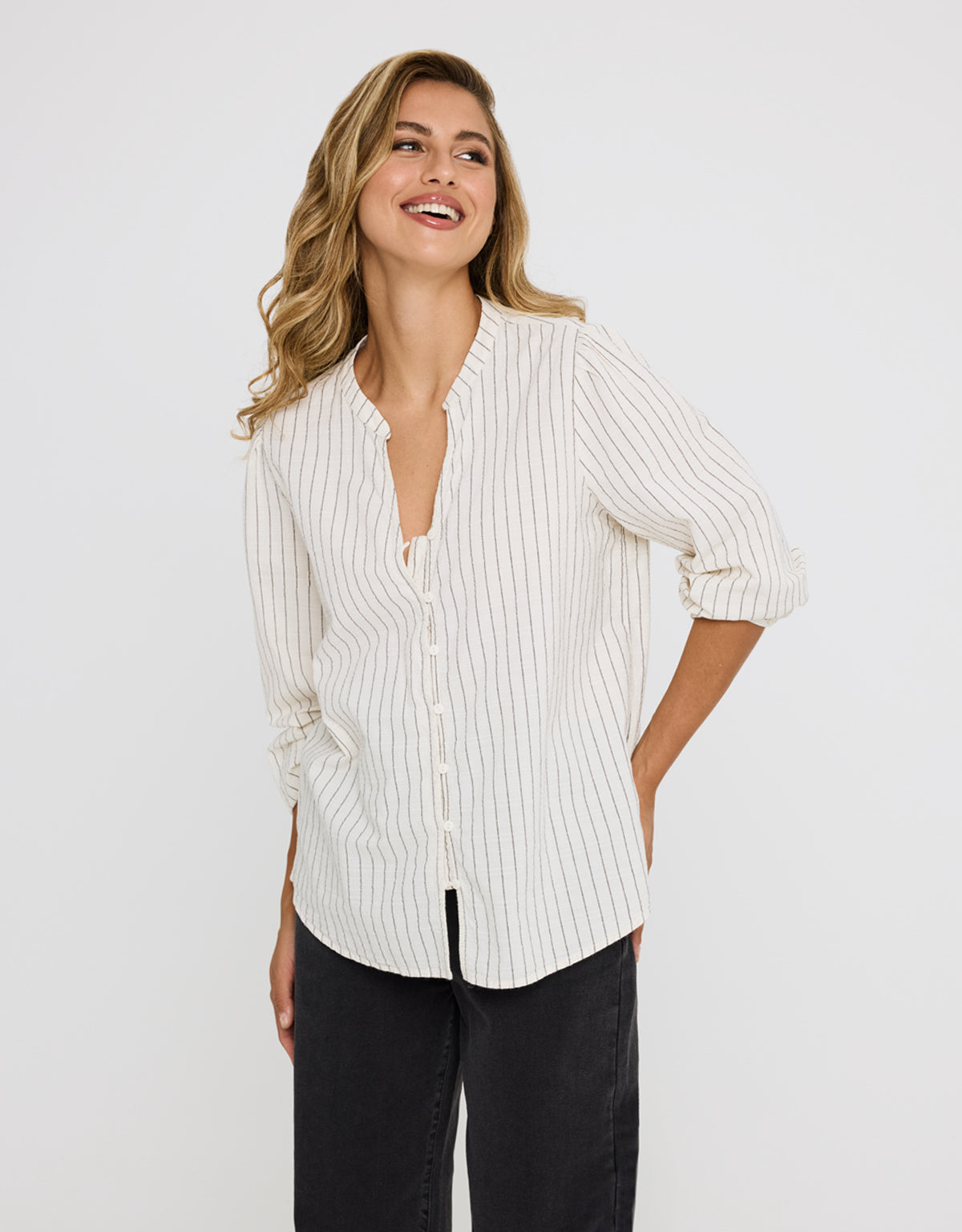 Camisa Manga Larga Rayas Off White - Tylus