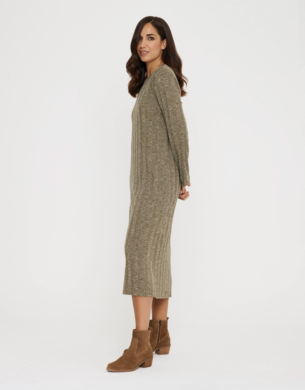 Vestido Largo Rib Mangas - Tidae 3