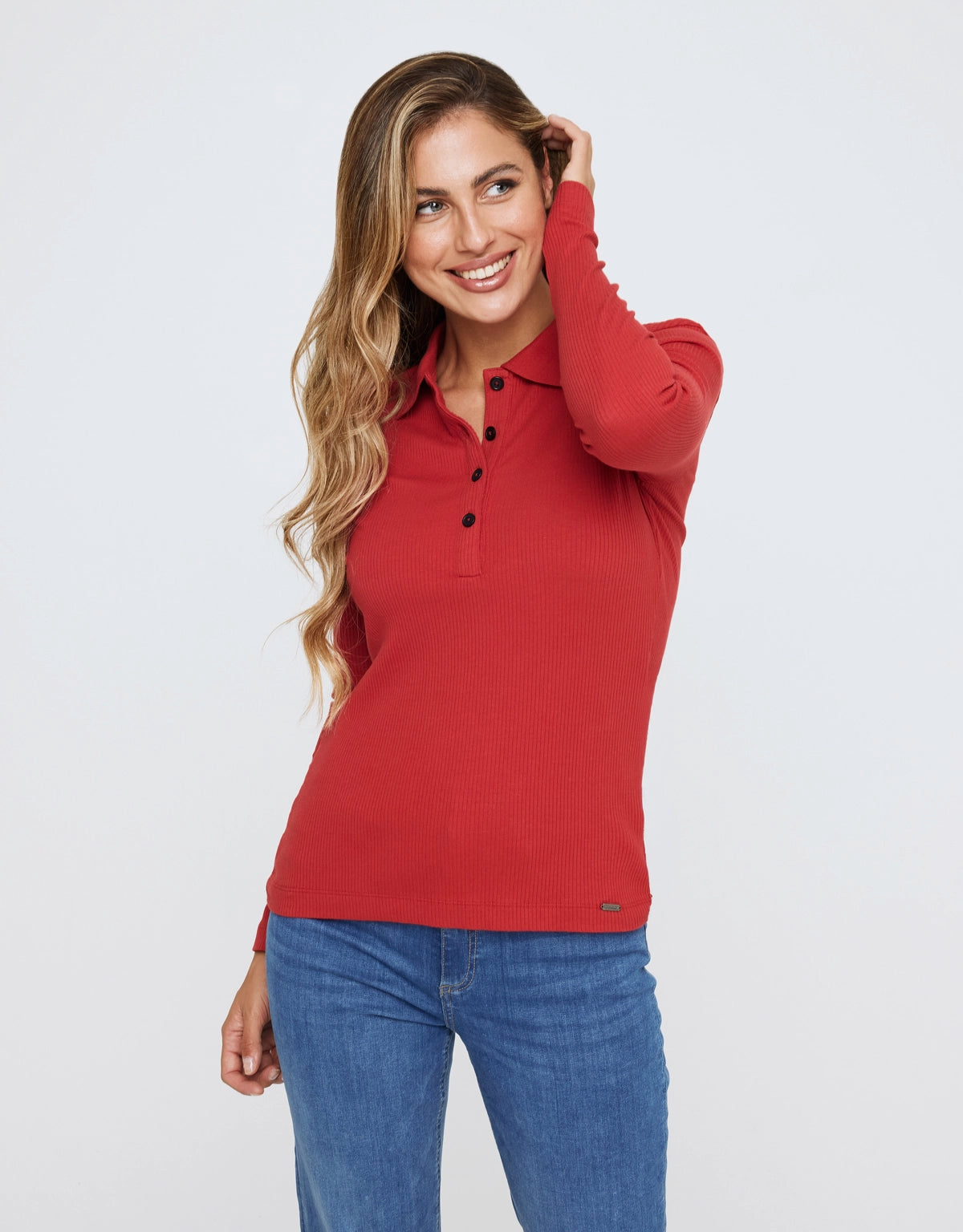 Polo Manga Larga Rojo - Uicun