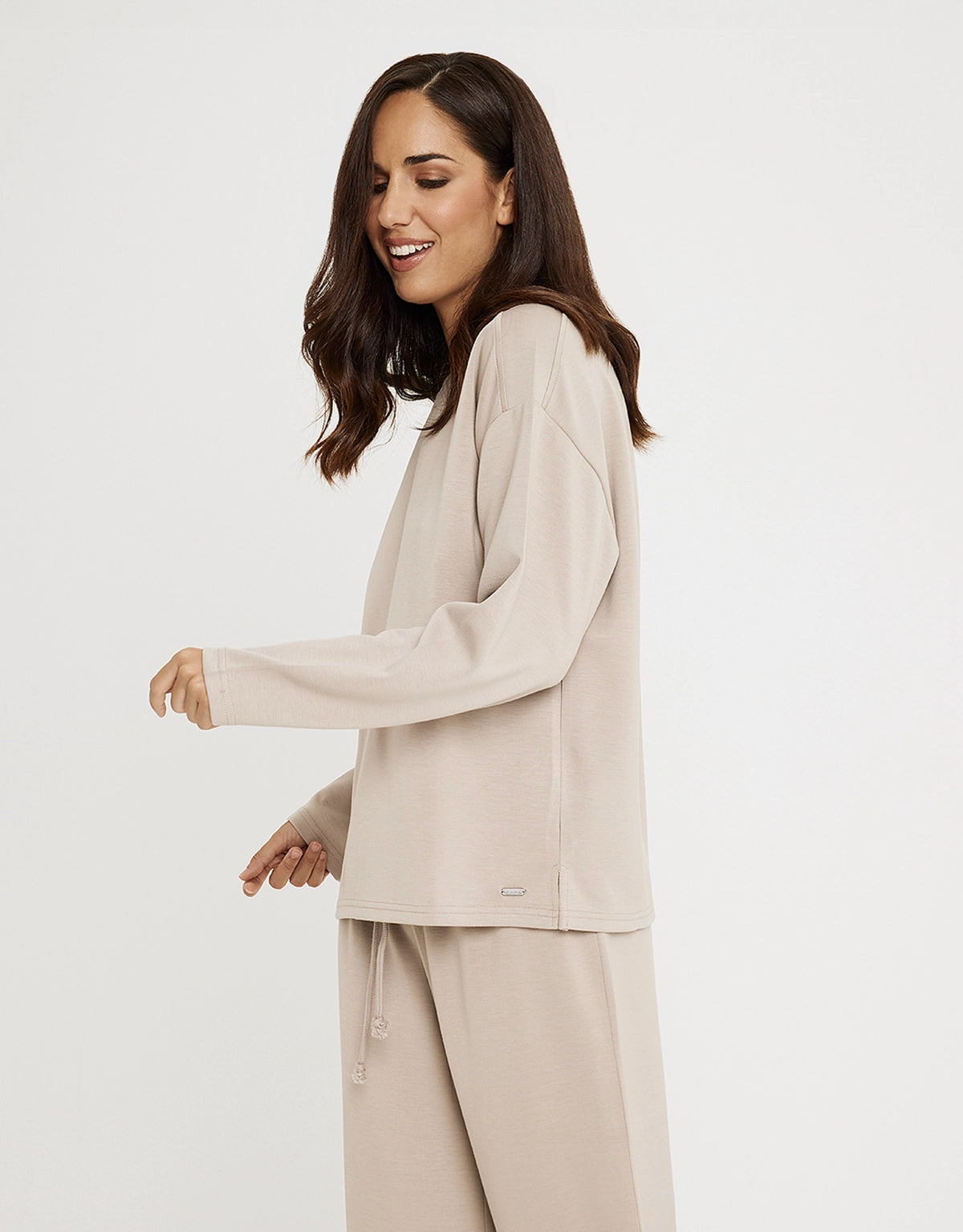 Sudadera sin Capucha Modal Beige - Vitatu