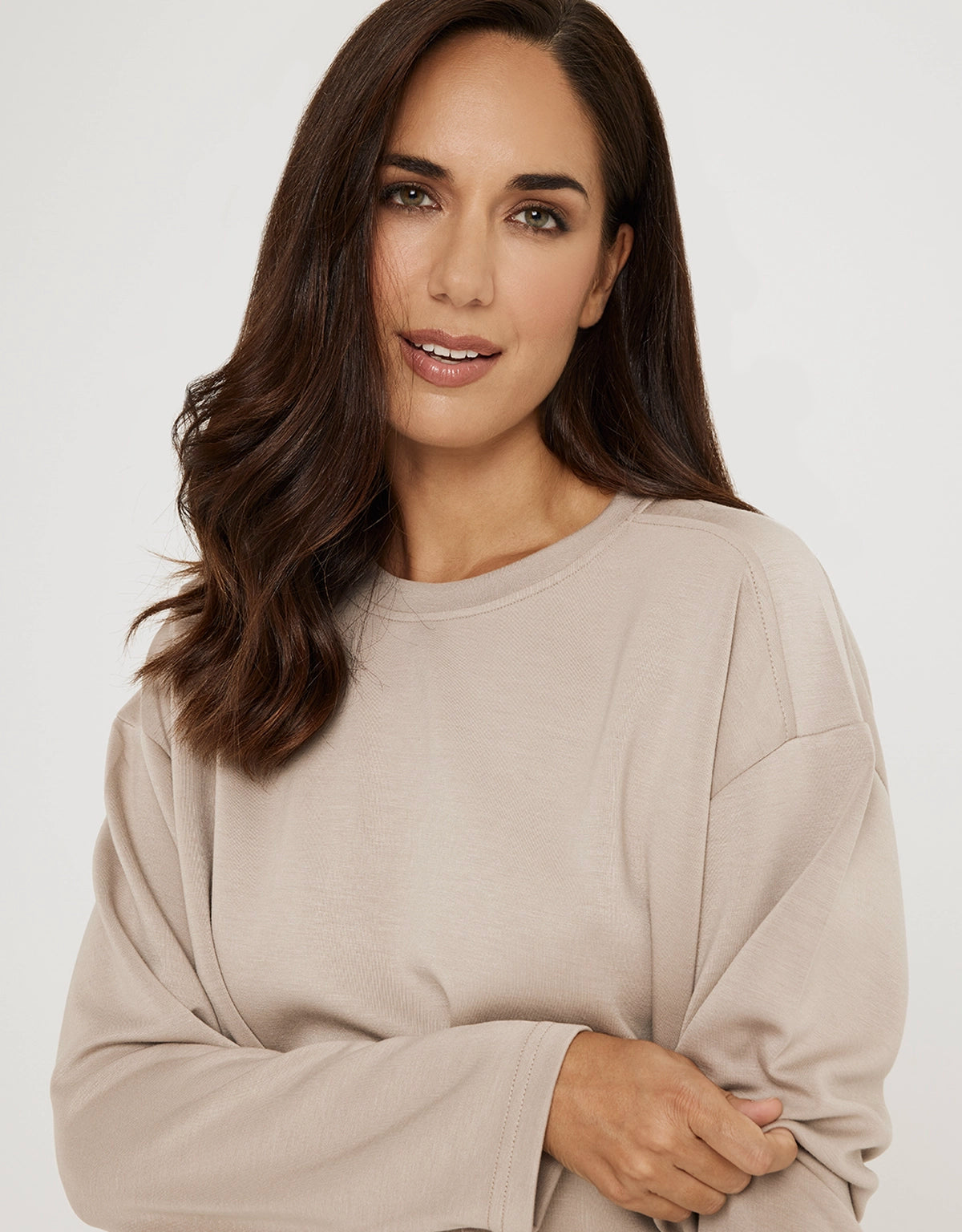 Sudadera sin Capucha Modal Beige - Vitatu