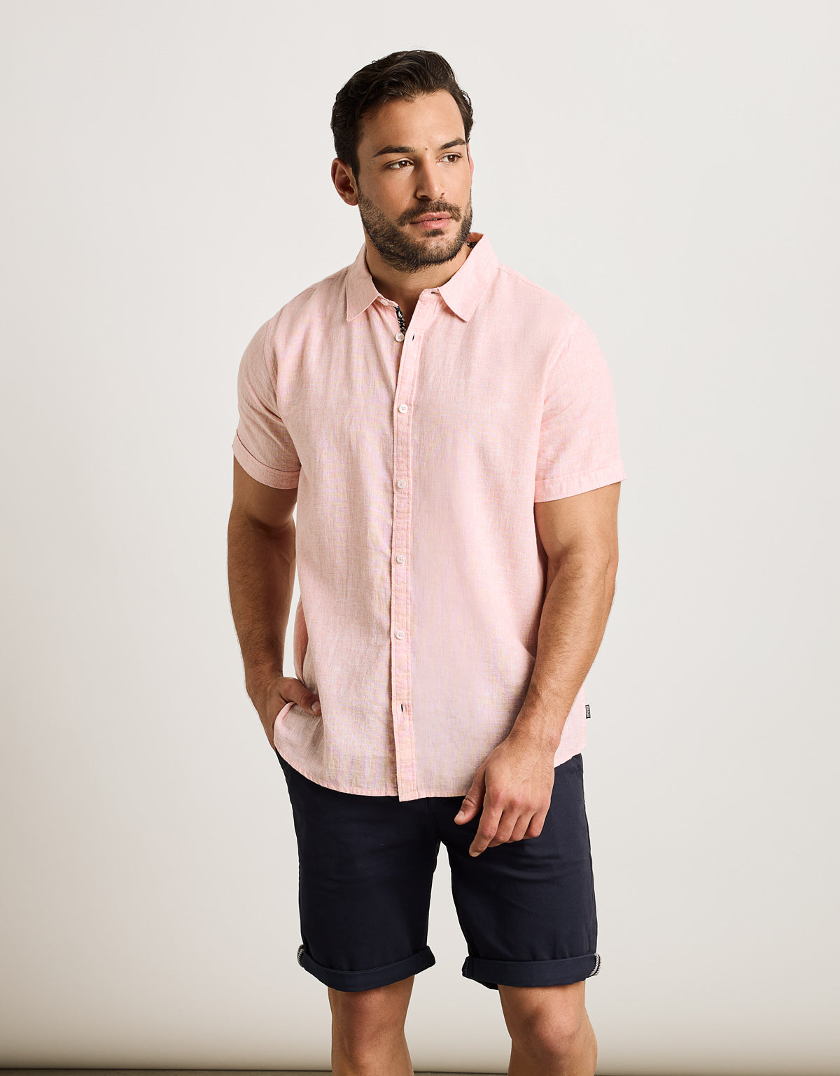 Camisa Manga Corta Rosa - Elan