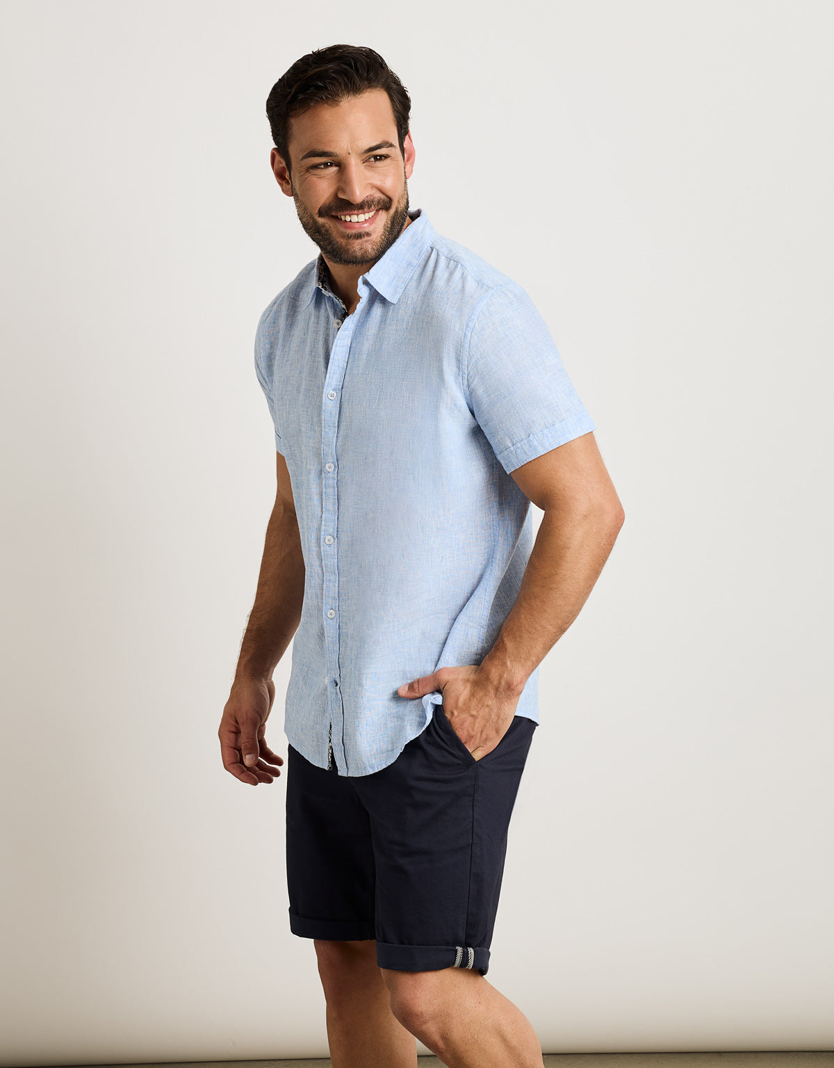 Camisa Manga Corta Azul Claro - Elan 4