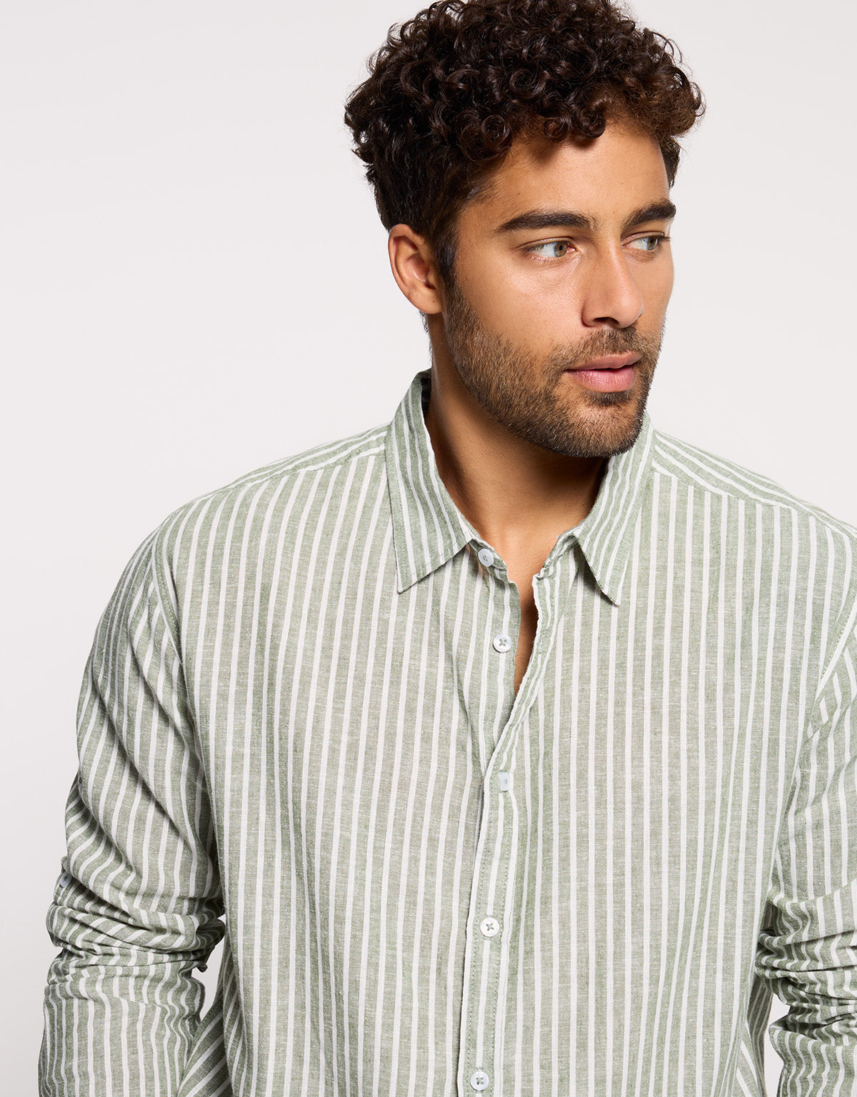 Camisa Rayas Manga Larga Verde - Ciclone 1