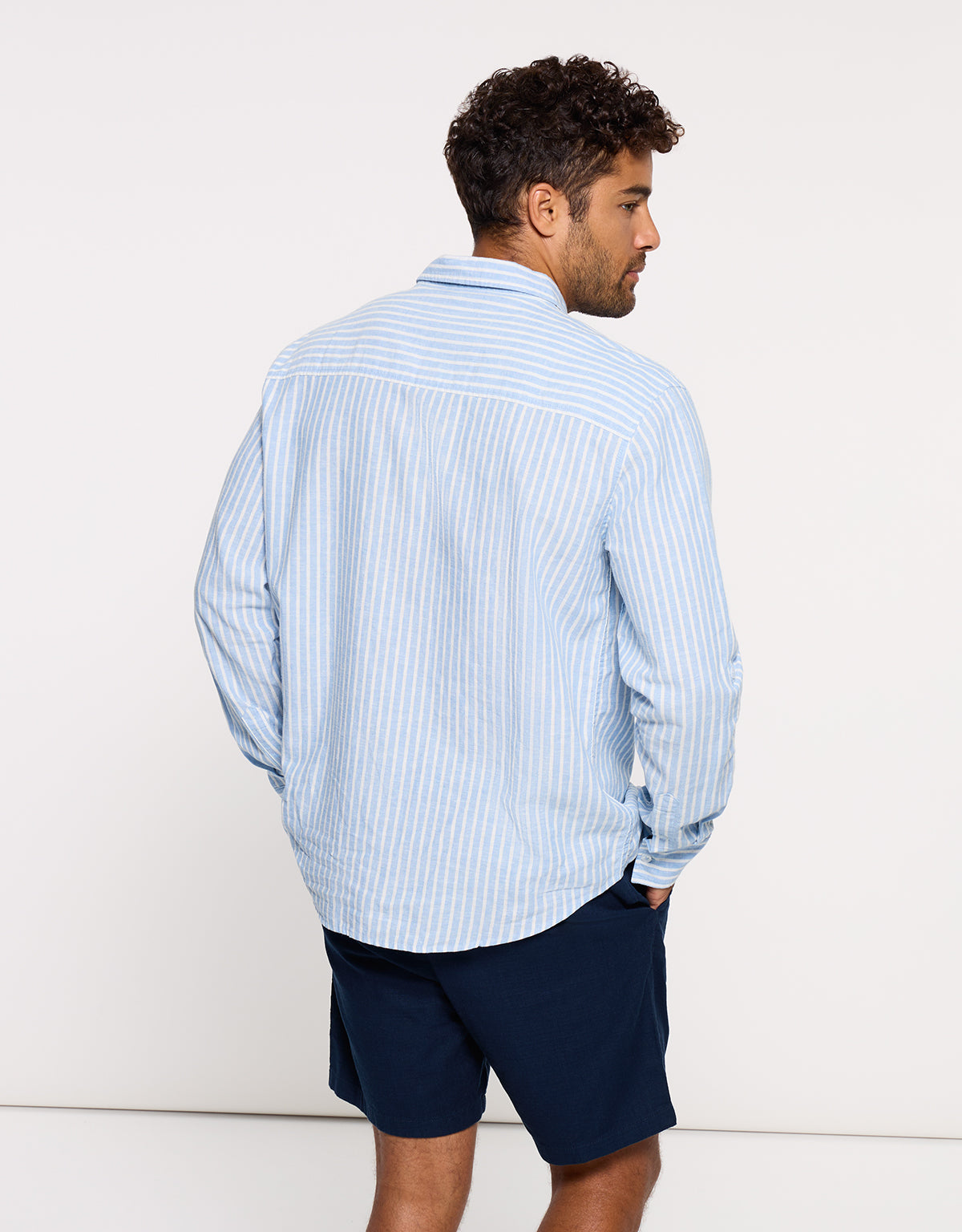 Camisa Rayas Manga Larga Azul - Ciclone 4