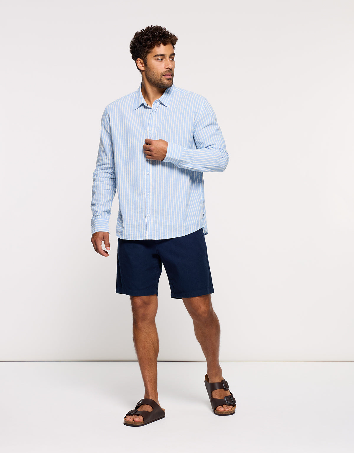 Camisa Rayas Manga Larga Azul - Ciclone 5