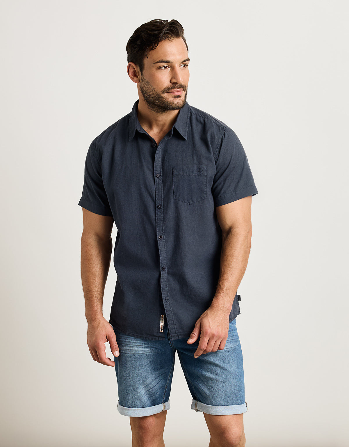 Camisa Manga Corta Azul Marino- Norla