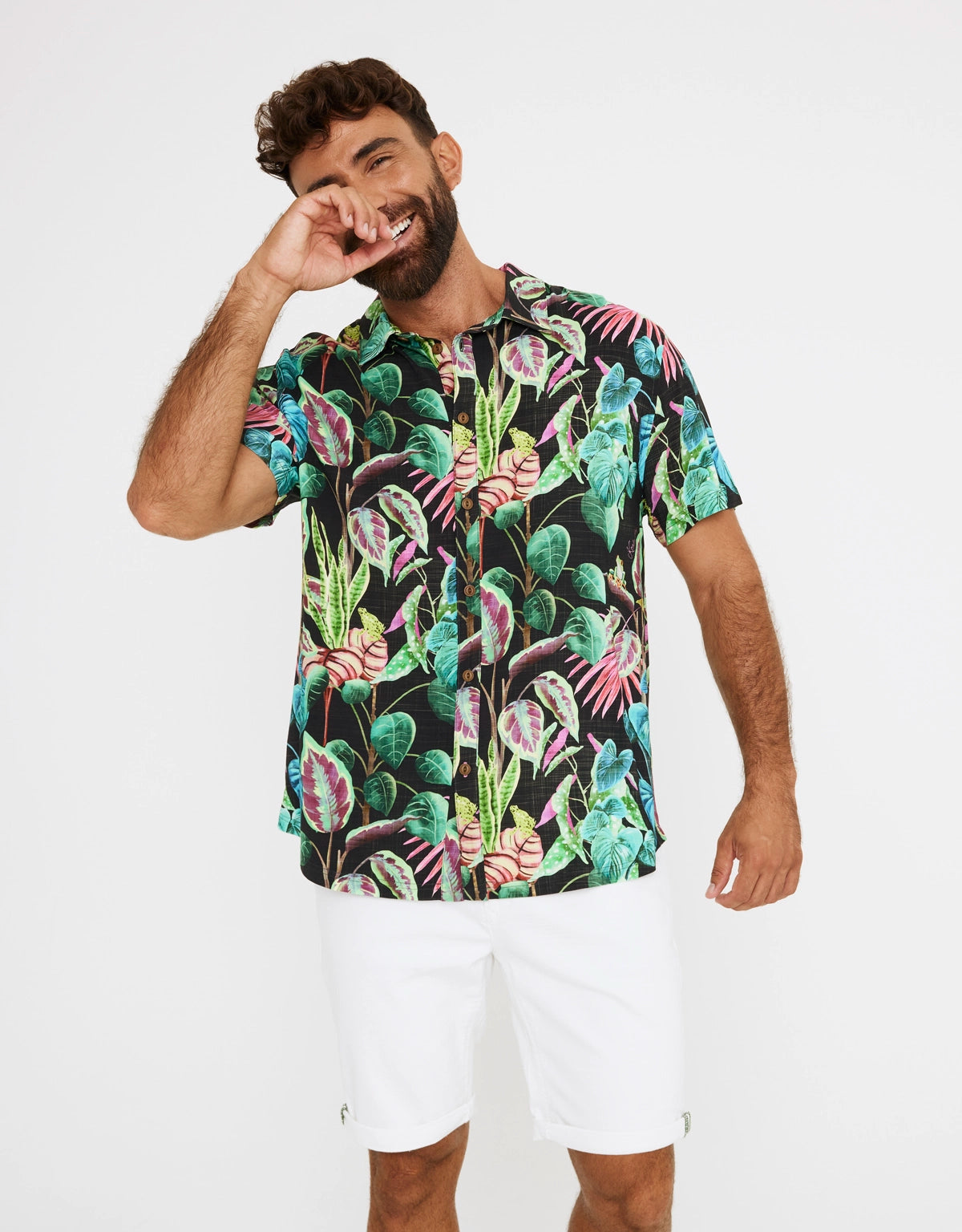 Camisa Manga Corta Estampado Tropical - Pirace