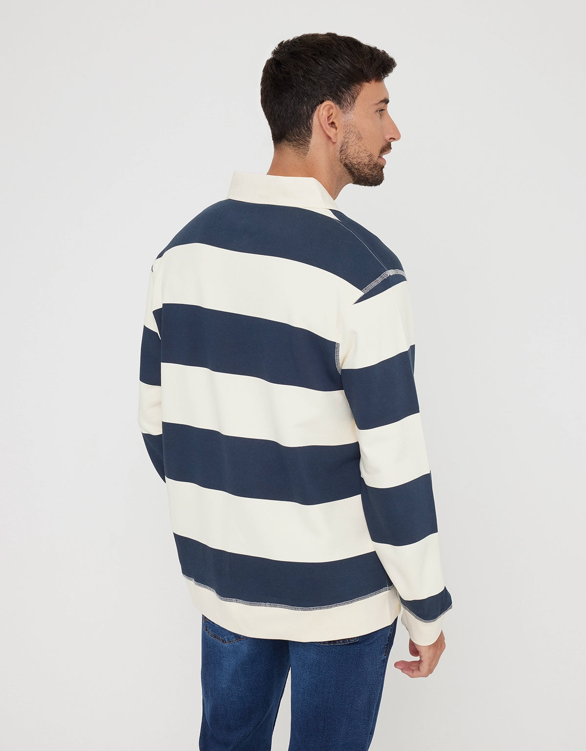 Polo Manga Larga Rayas Azul Marino - Thy