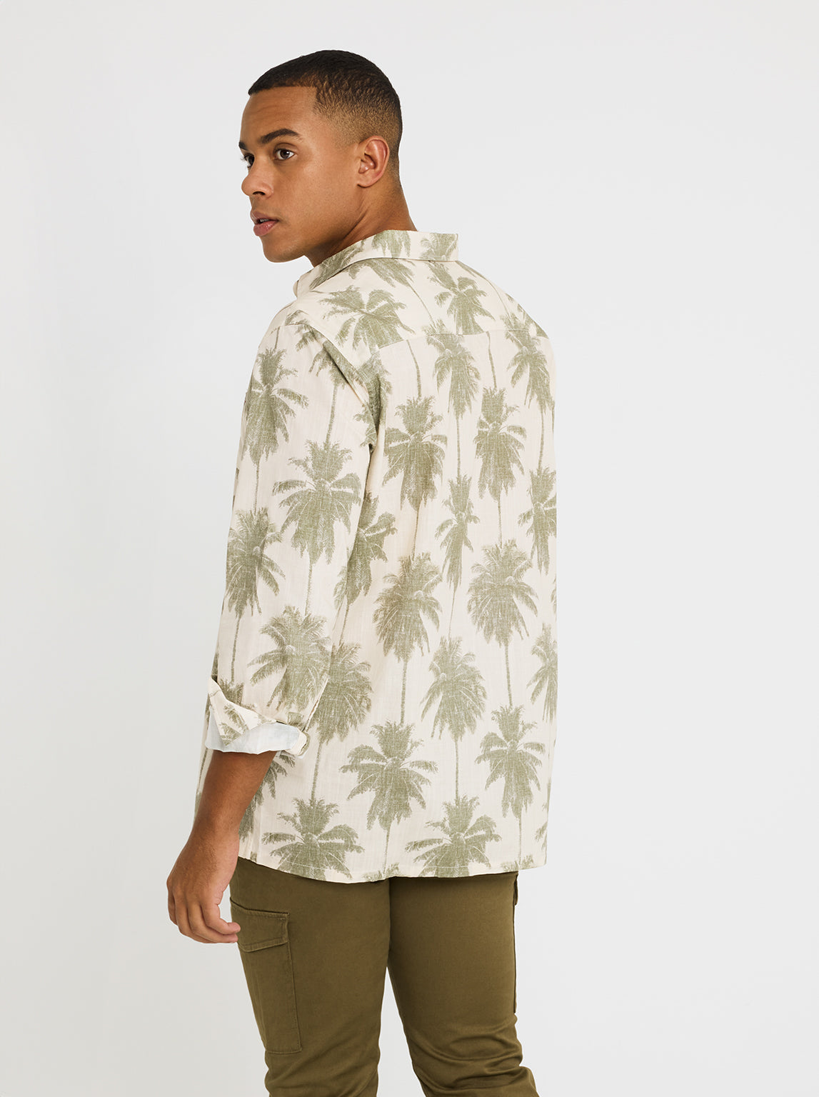 Camisa Manga Larga Estampado Tropical - Papiro