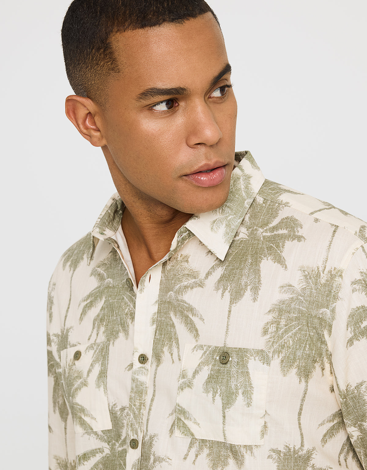 Camisa Manga Larga Estampado Tropical - Papiro