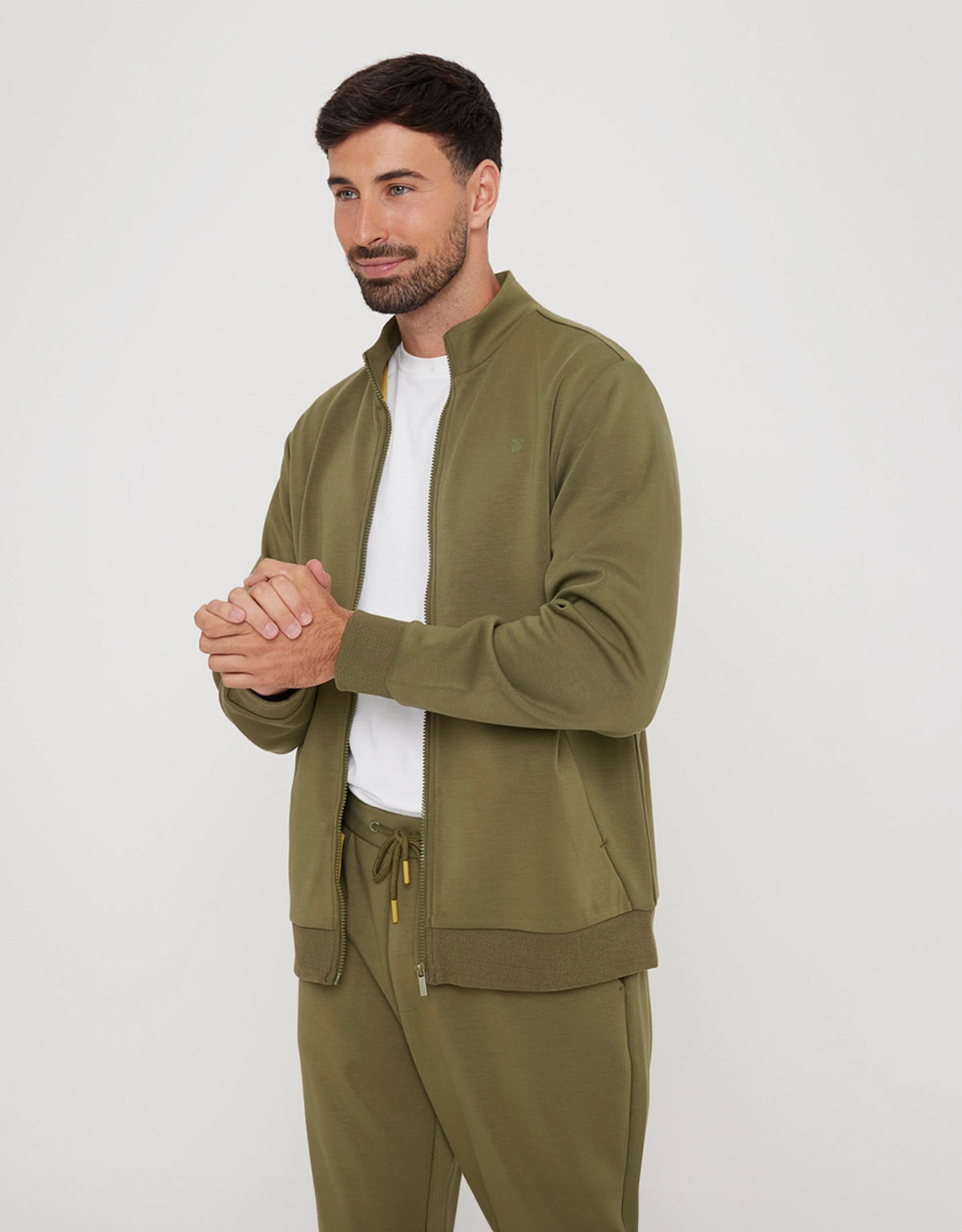 Sudadera sin Capucha y Cremallera Caqui - Sailsud