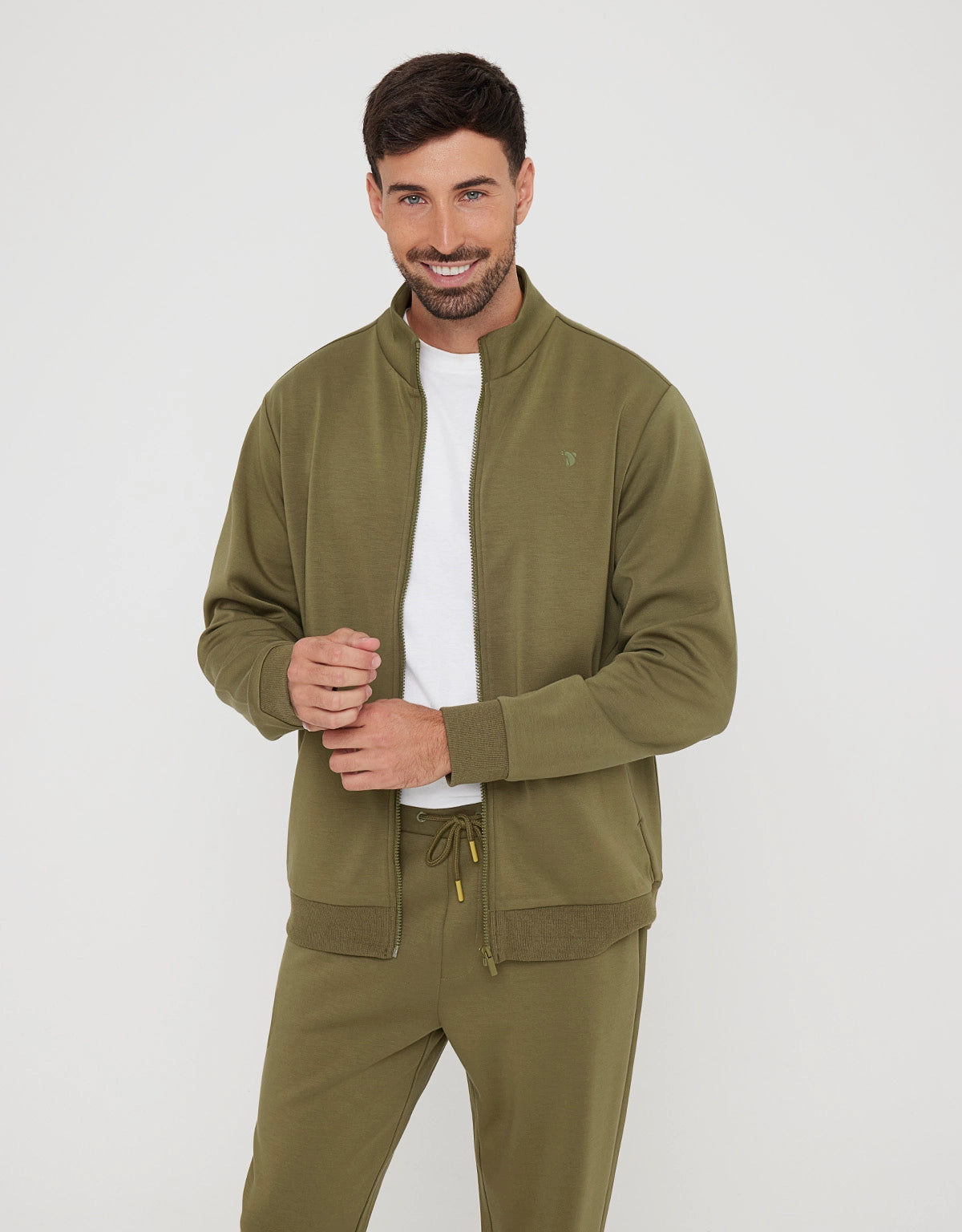 Sudadera sin Capucha y Cremallera Caqui - Sailsud