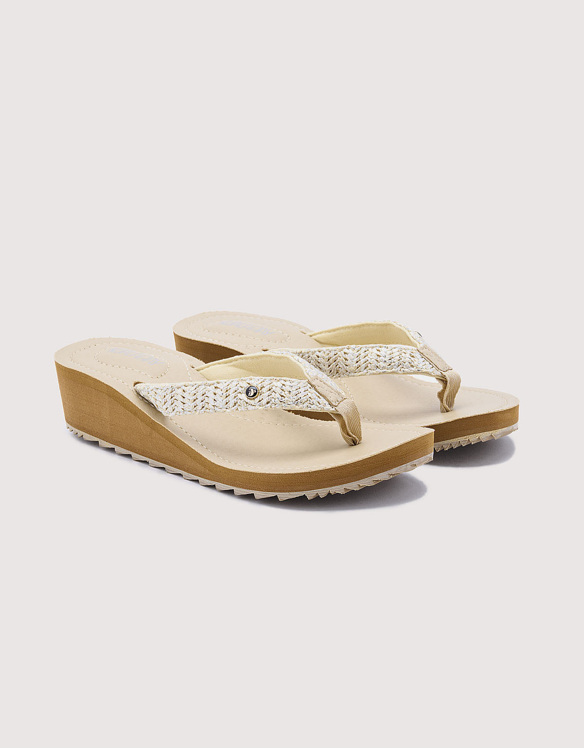 Beigefarbene Keil-Flip-Flops - Levix