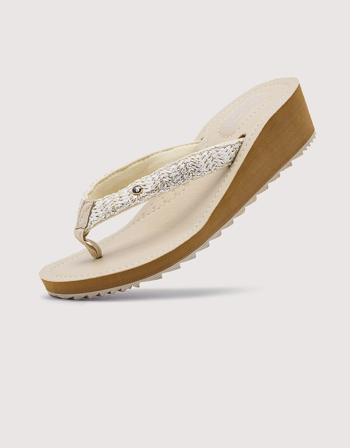 Beigefarbene Keil-Flip-Flops - Levix