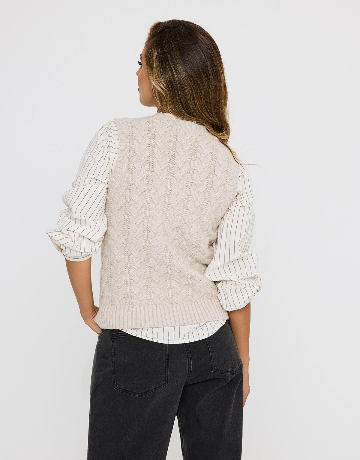 Chaleco Punto Grueso Beige - Alpica