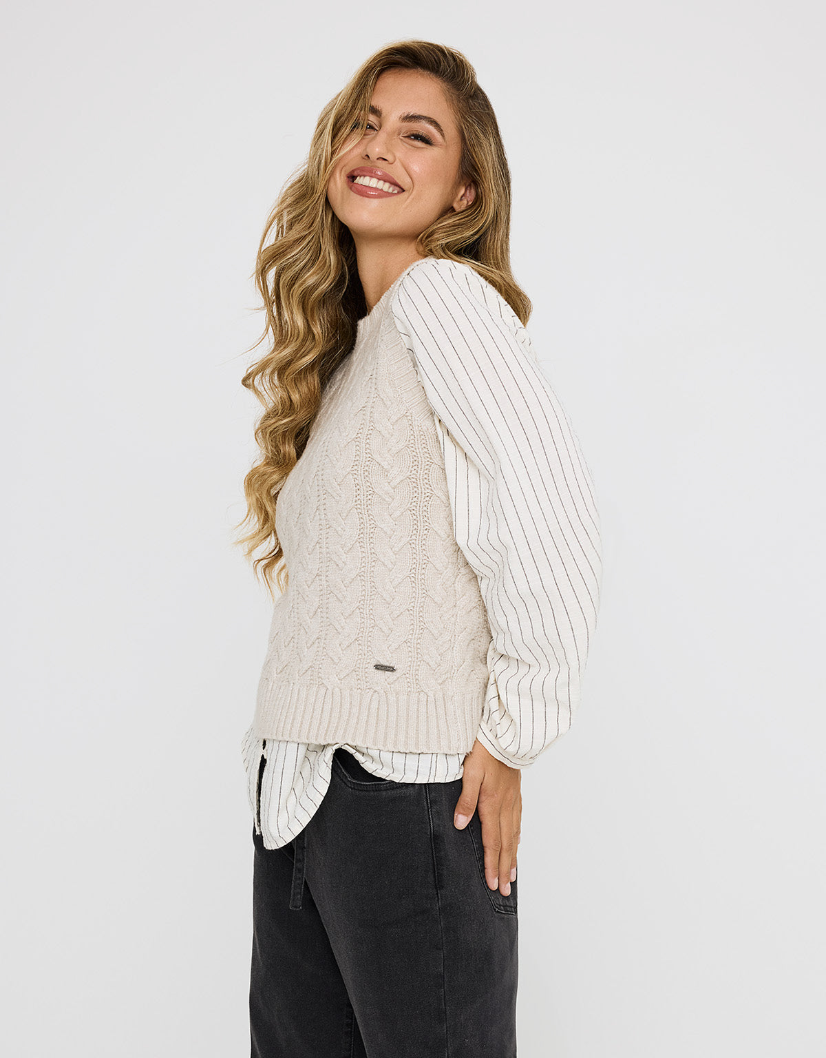 Chaleco Punto Grueso Beige - Alpica