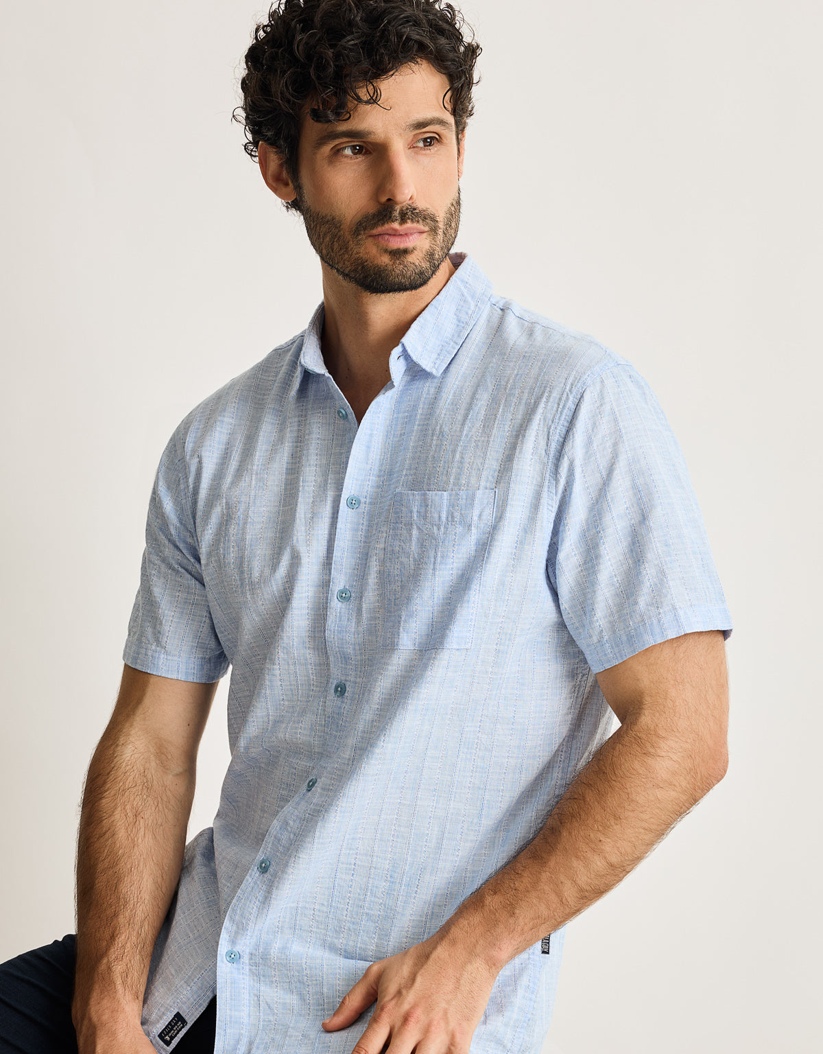 Camisa Manga Corta Azul Claro - Nocam 4