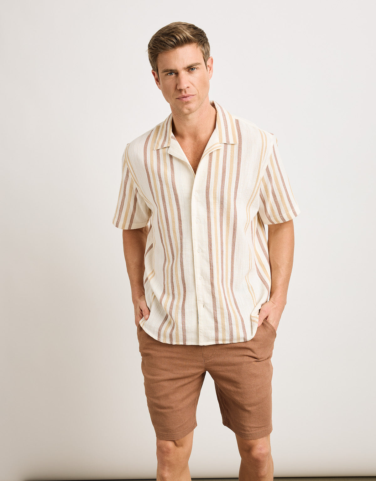 Camisa Manga Corta Marrón - Isao