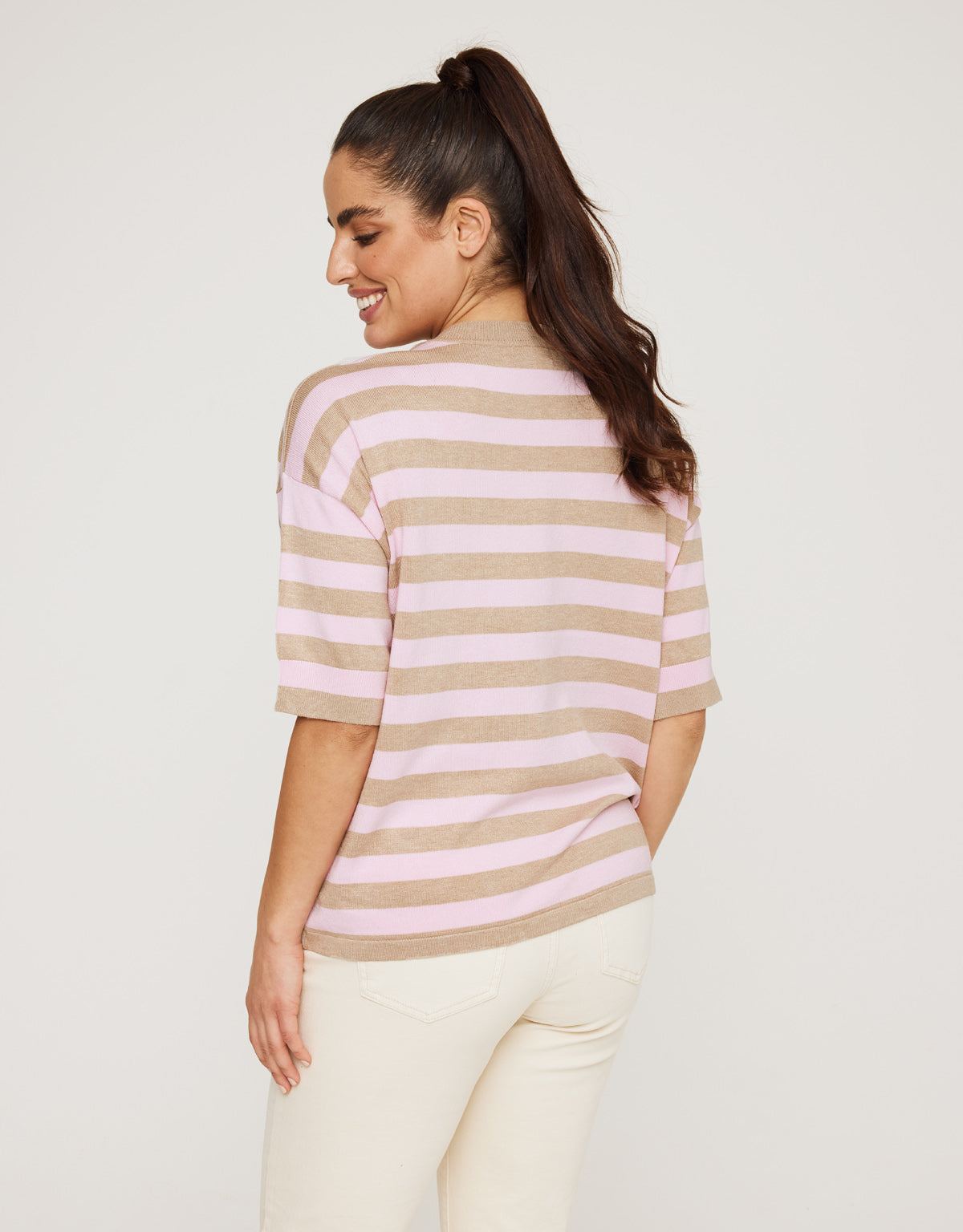 Jersey Manga Corta Rosa Rayas - Krekla