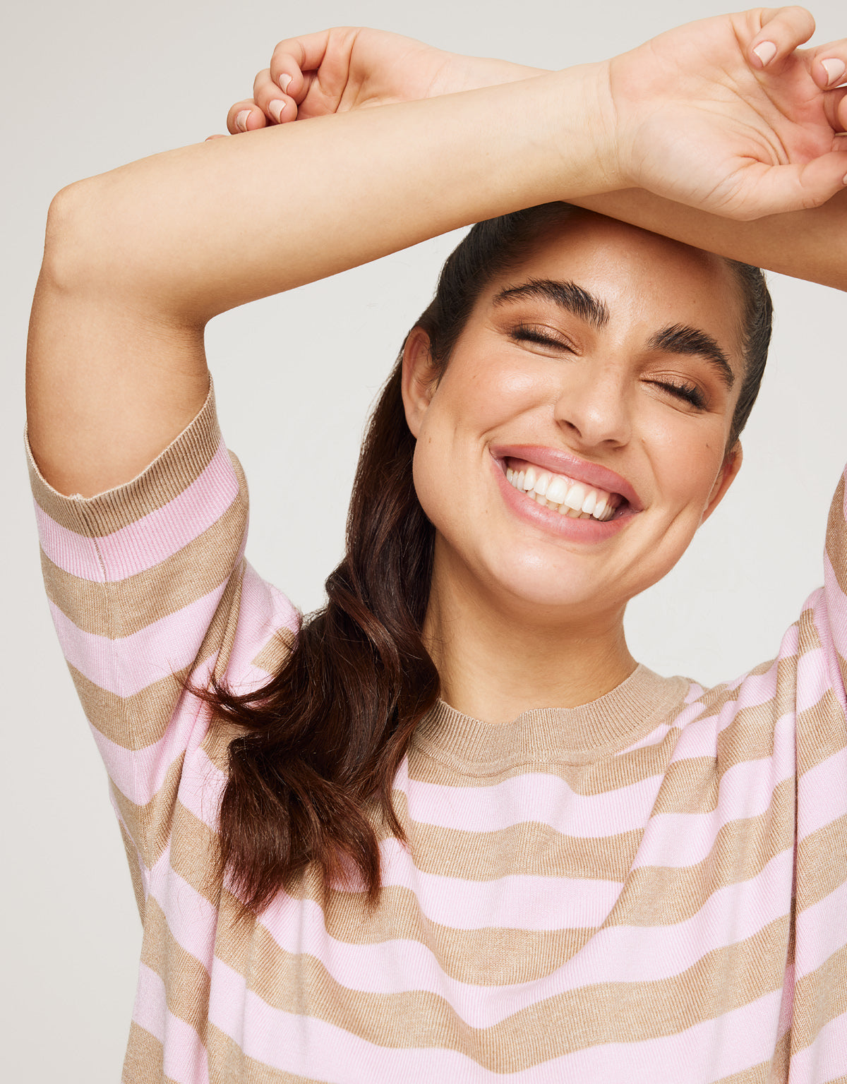 Jersey Manga Corta Rosa Rayas - Krekla