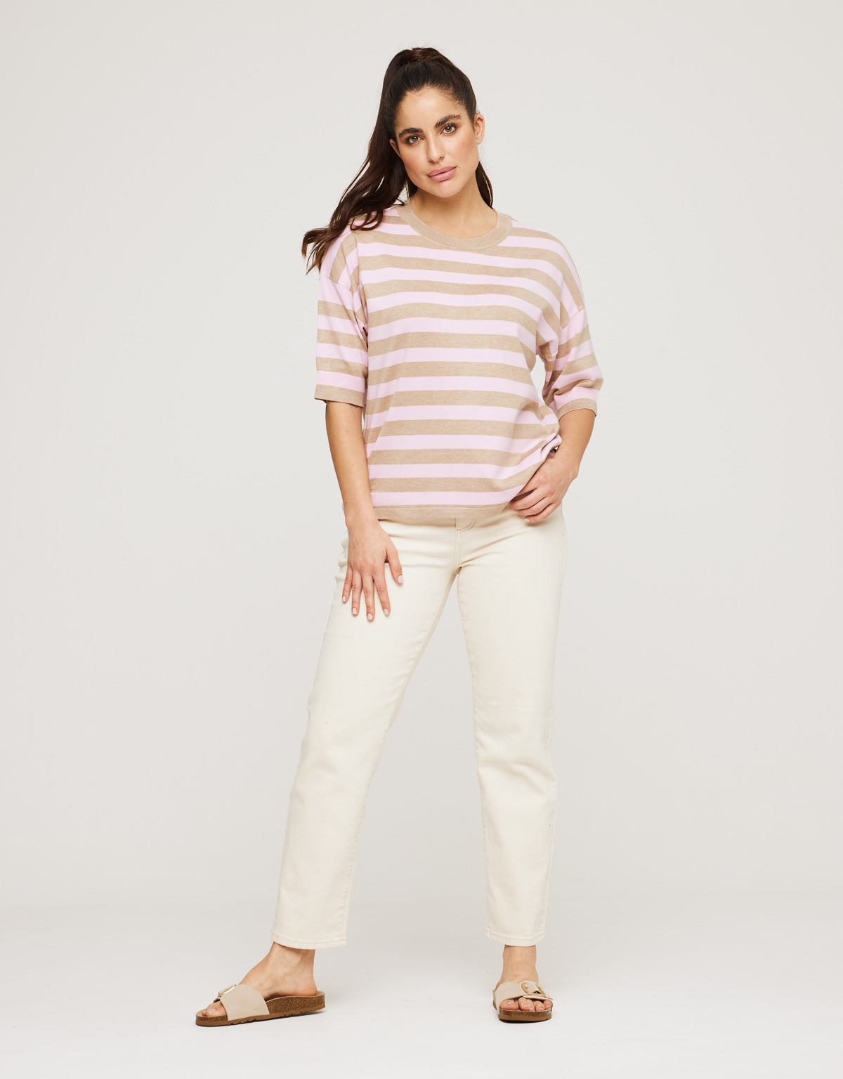 Jersey Manga Corta Rosa Rayas - Krekla