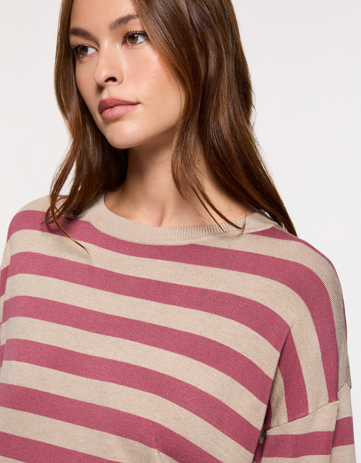 Jersey Manga Corta Rosa Rayas - Krekla