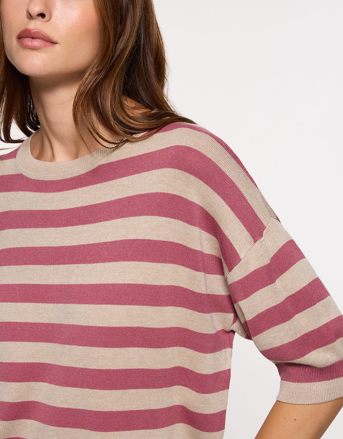 Jersey Manga Corta Rosa Rayas - Krekla 5