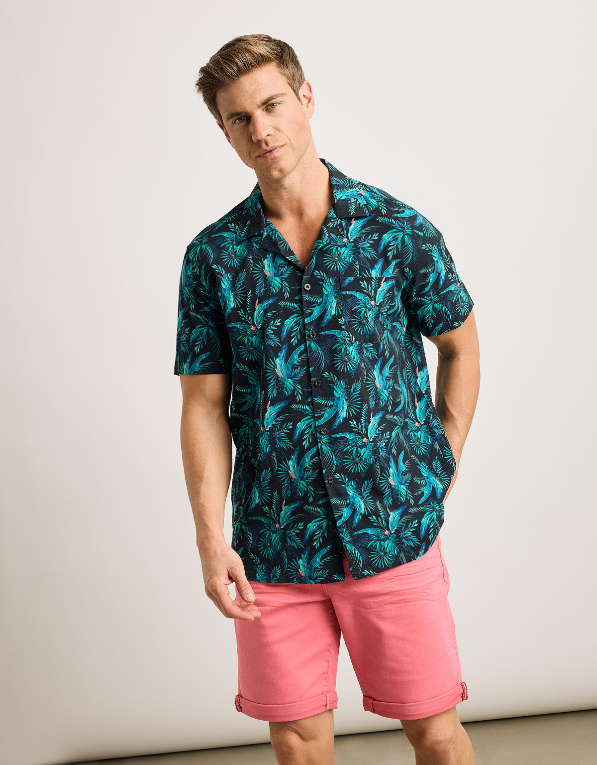 Camisa Manga Corta Azul Marino - Amazono