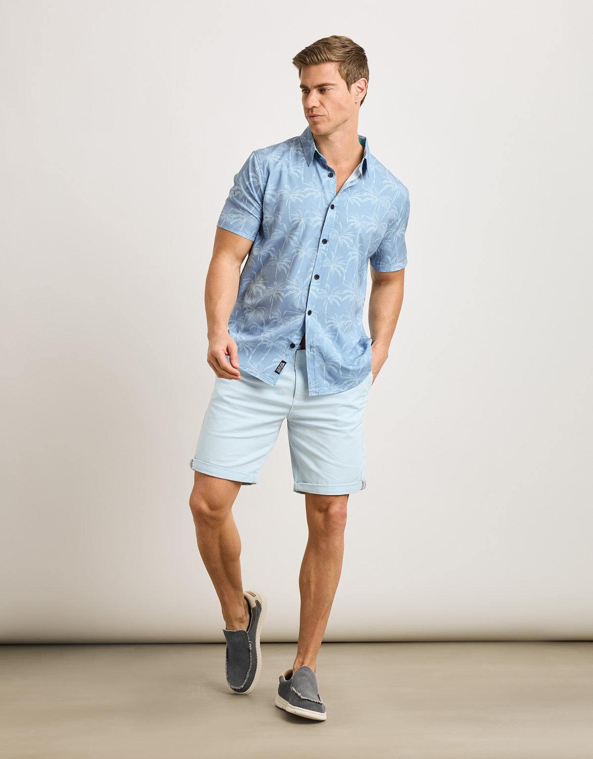 Camisa Manga Corta Azul Claro - Furaira Palm 5