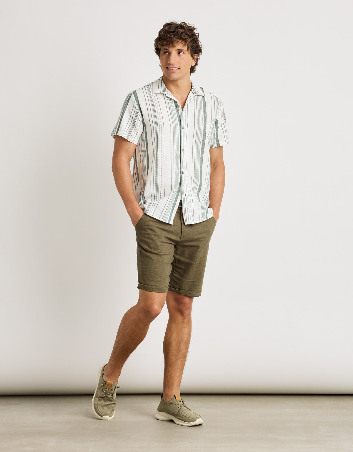 Camisa Manga Corta Verde Algodón - Linen 8