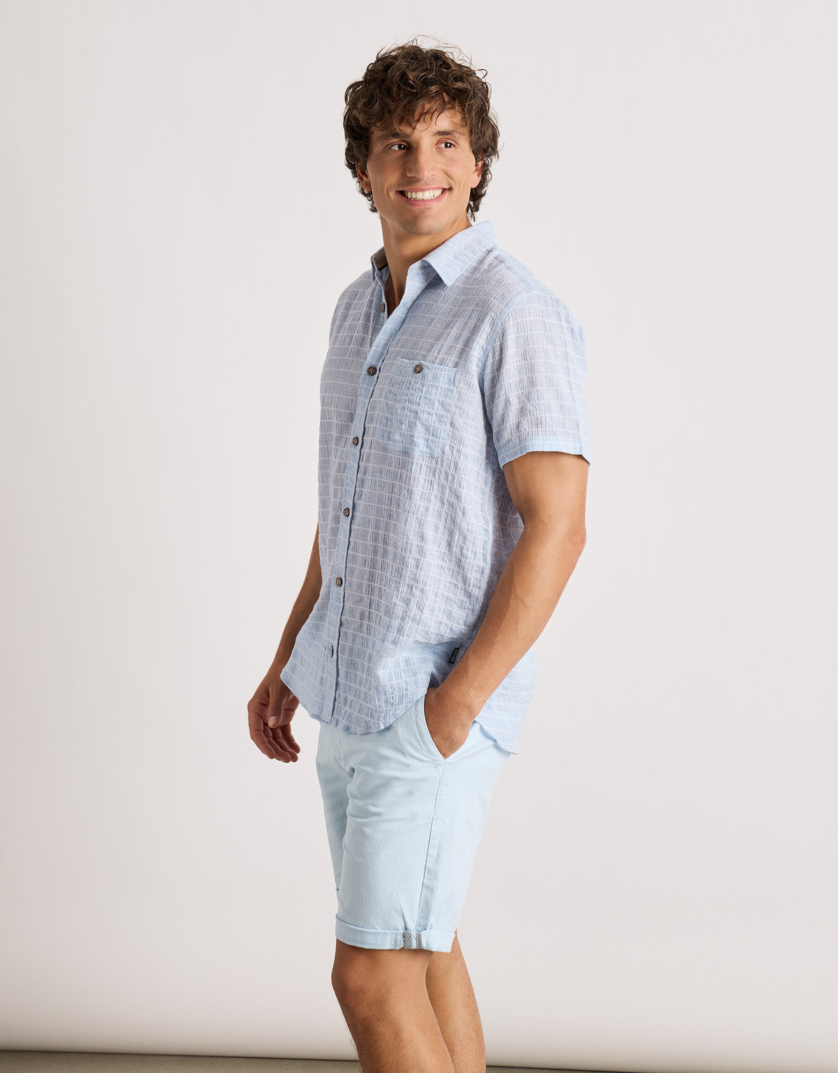 Camisa Manga Corta Azul - Socra 4