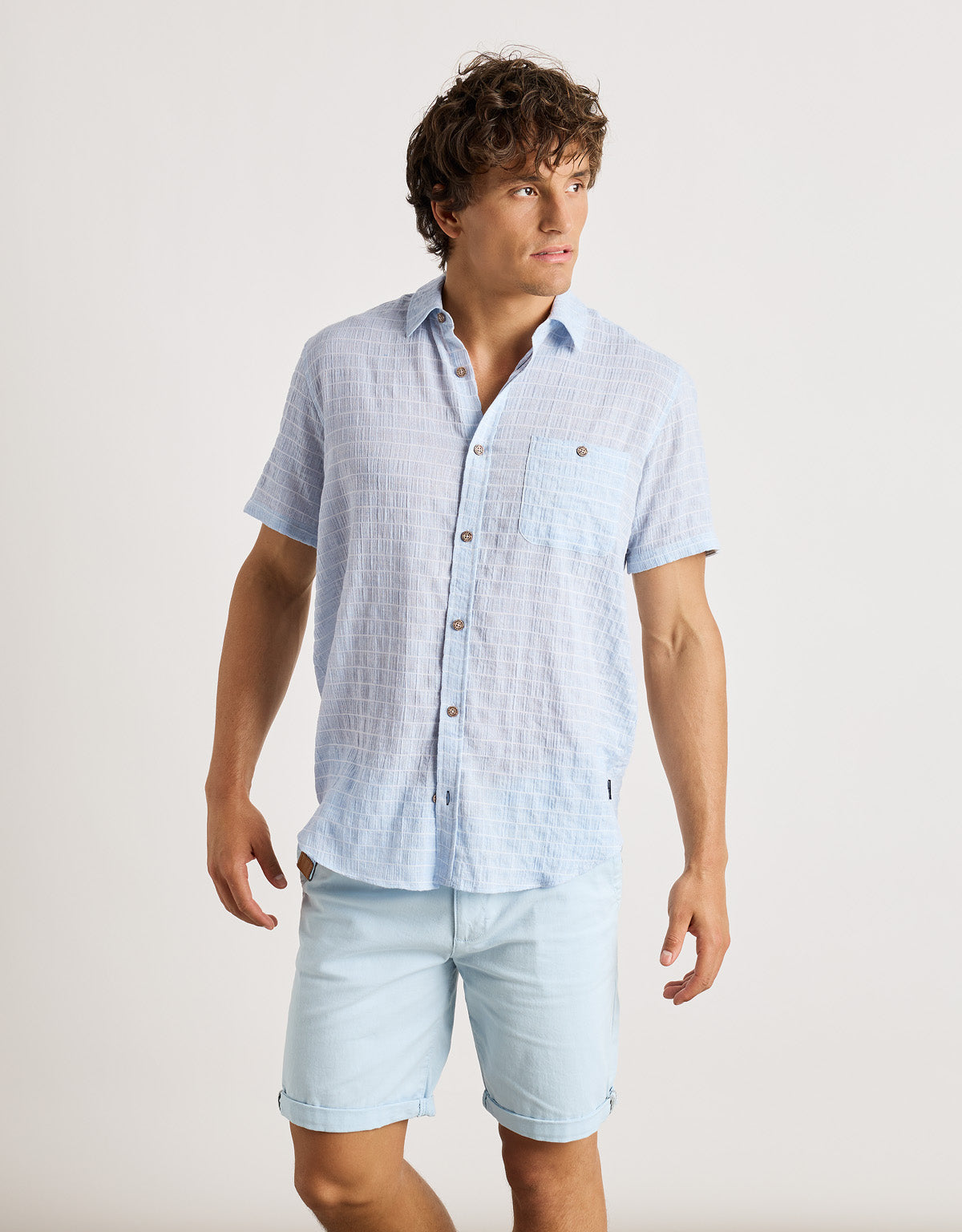 Camisa Manga Corta Azul - Socra