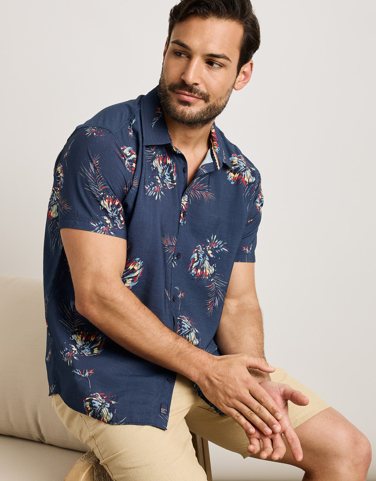 Camisa Manga Corta Azul Marino - Chofy 5