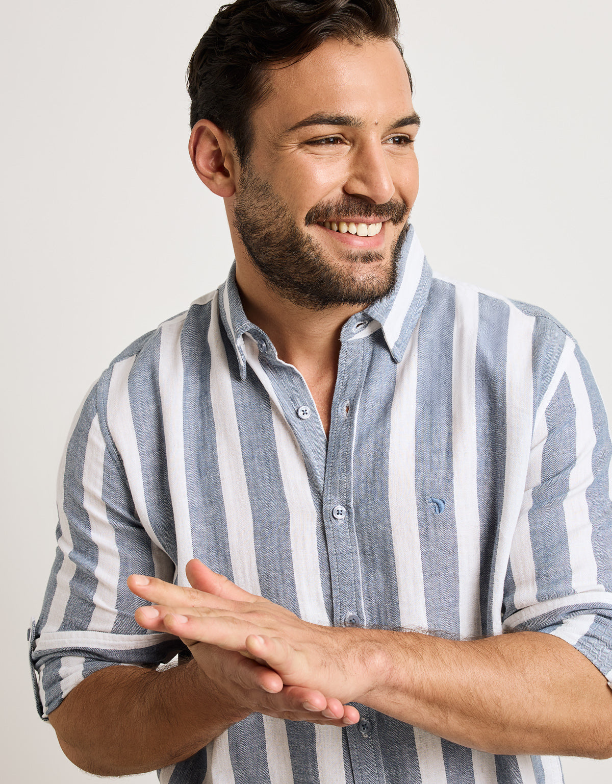 Camisa Rayas Manga Larga Azul - Parasol 4