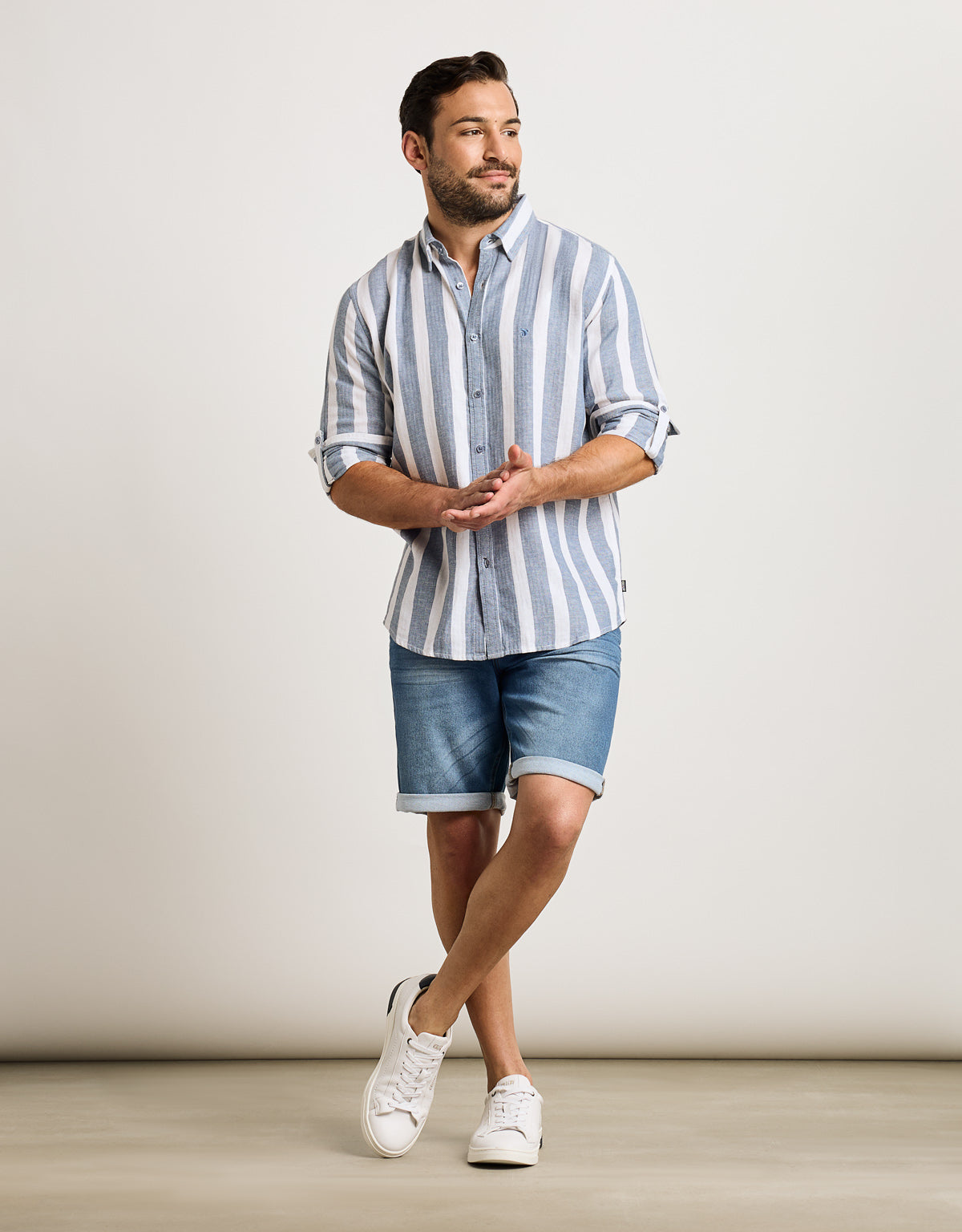 Camisa Rayas Manga Larga Azul - Parasol 6