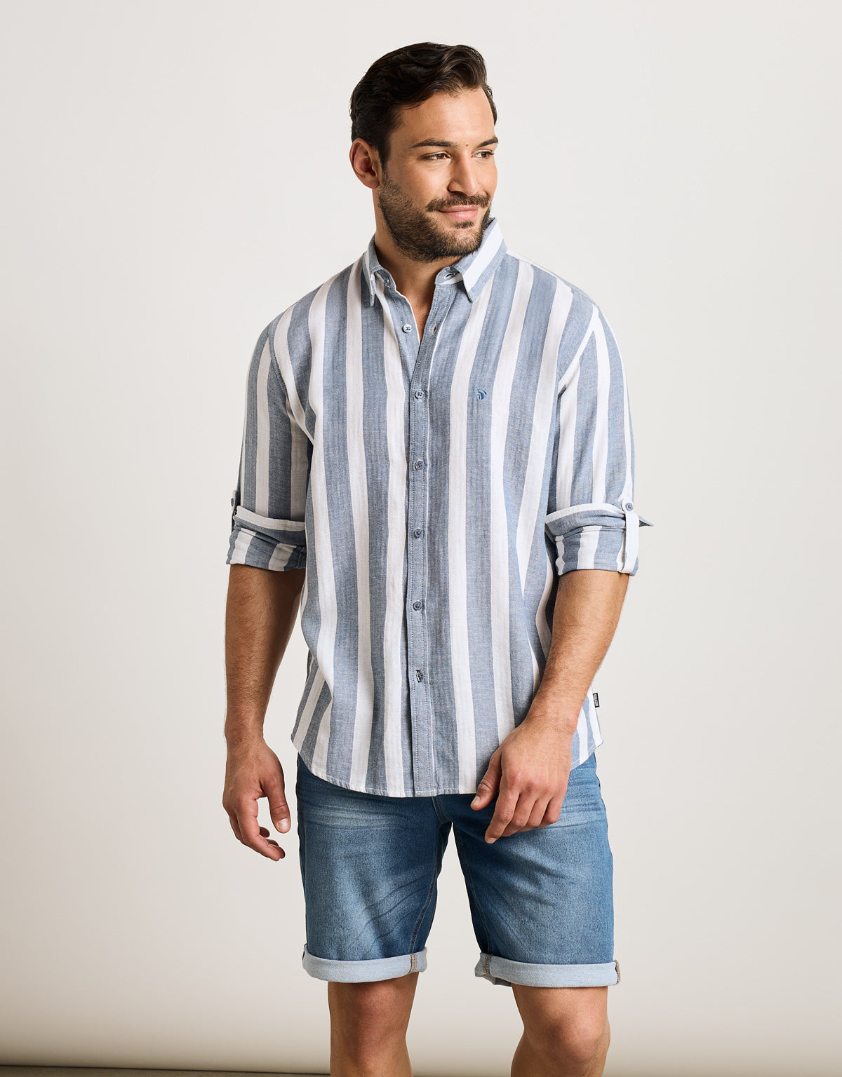 Camisa Rayas Manga Larga Azul - Parasol