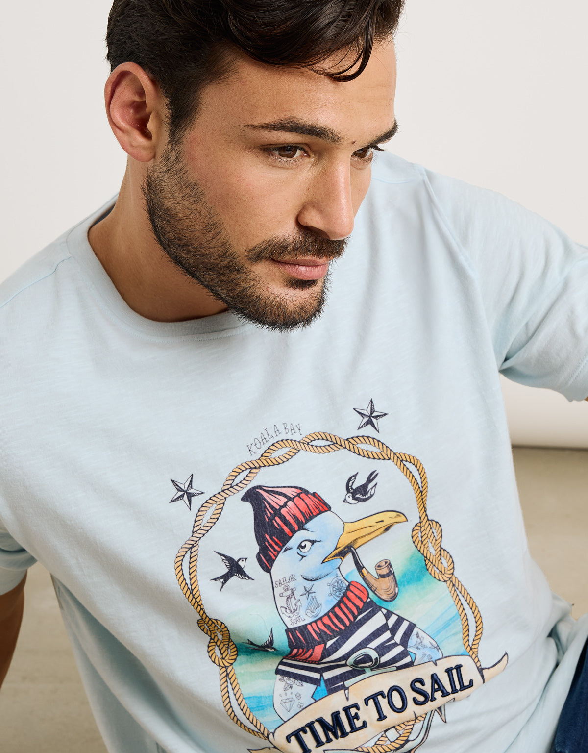 Camiseta Manga Corta Azul Celeste - Gaviote 2