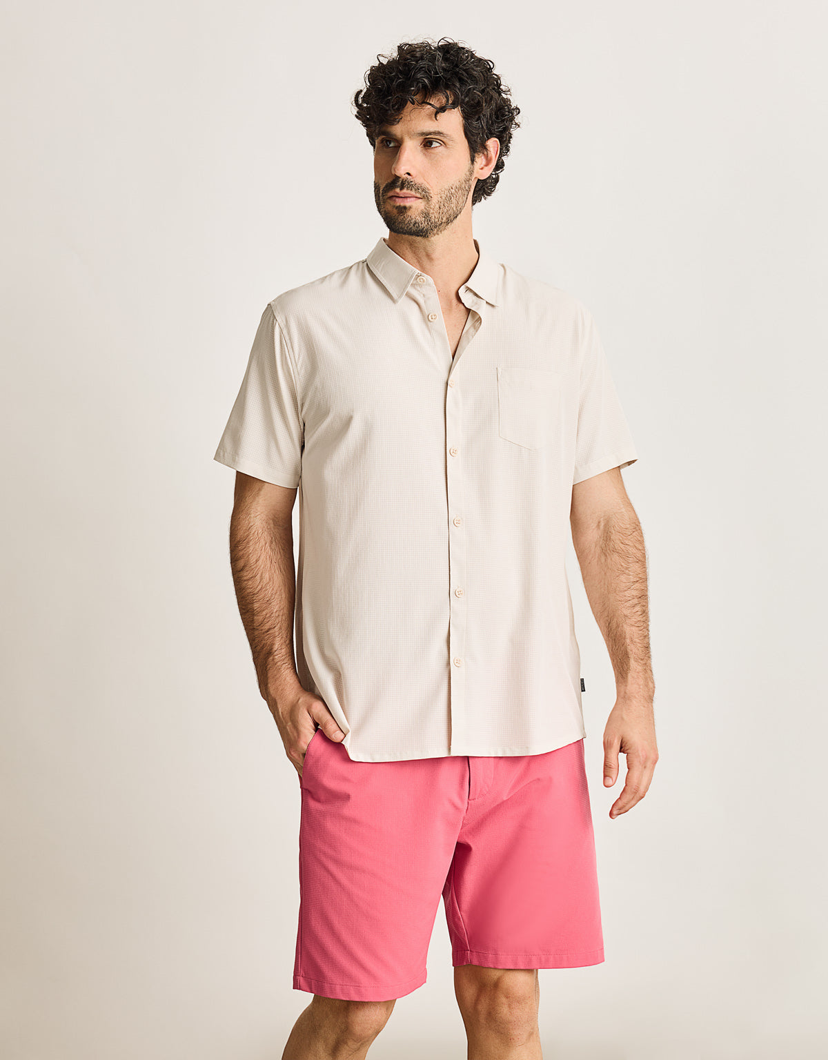 Camisa Manga Corta Beige - Camiland