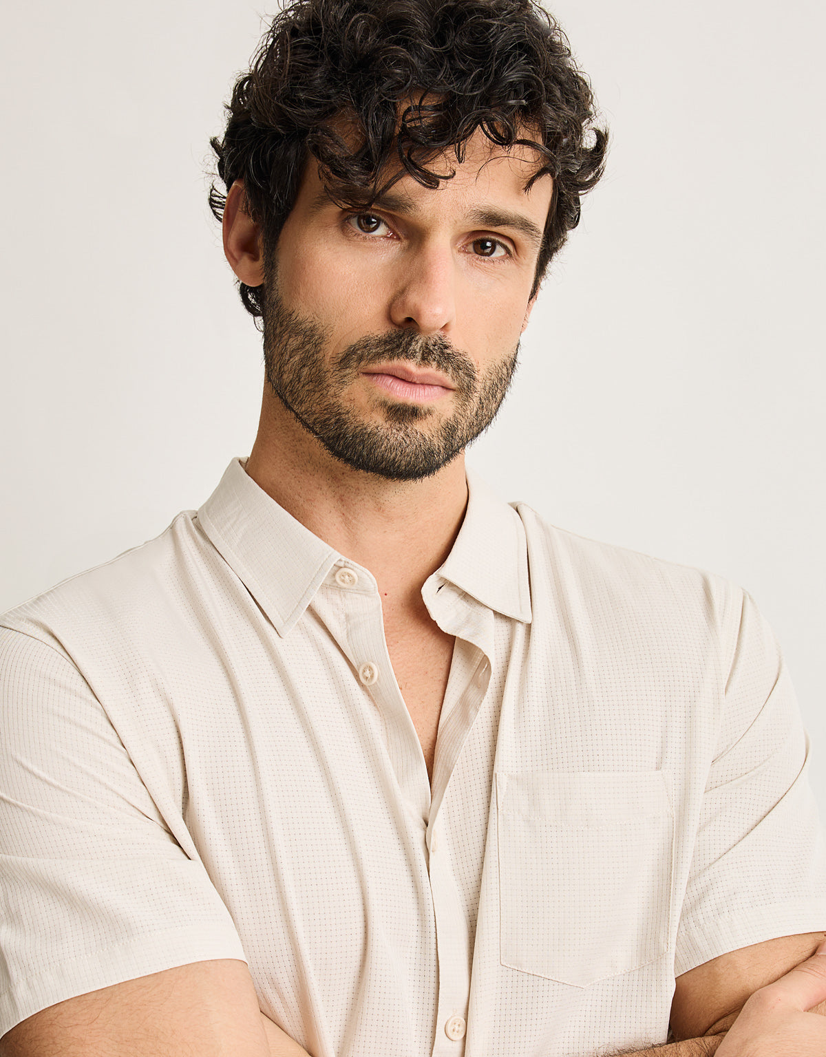 Camisa Manga Corta Beige - Camiland 5