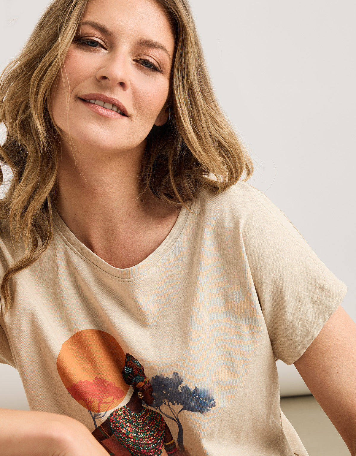 Camiseta Manga Corta Beige - Idoran 2